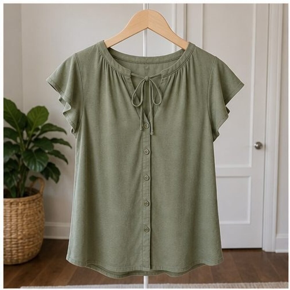 Olive V Neck Top